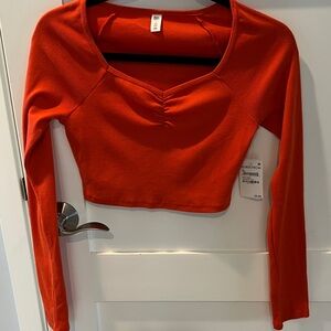 BP Bright Orange Long Sleeve Crop Top